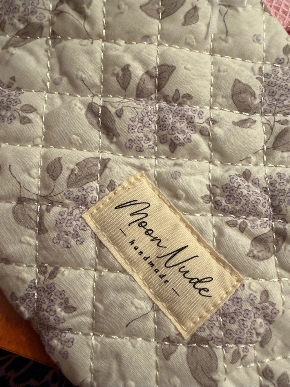New moon nude Floral Quilted  Lavender Cosmetic Pouch